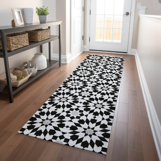 Piper Looms Mayfield Spiral AMF734 Black Machine Washable Area Rug Runner Lifestyle Image Feature