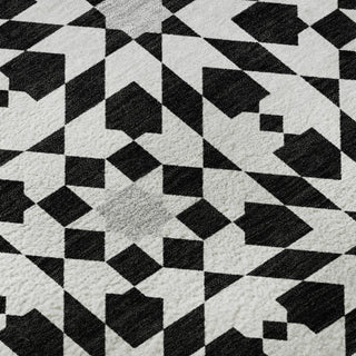 Piper Looms Mayfield Spiral AMF734 Black Machine Washable Area Rug Swatch Image