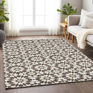 Piper Looms Mayfield Spiral AMF734 Brown Machine Washable Area Rug Lifestyle Image Feature