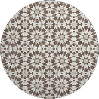 Piper Looms Mayfield Spiral AMF734 Brown Machine Washable Area Rug Round Main Image