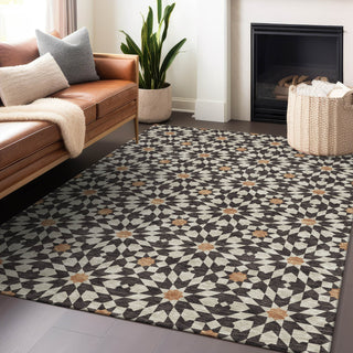 Piper Looms Mayfield Spiral AMF734 Charcoal Machine Washable Area Rug Lifestyle Image Feature