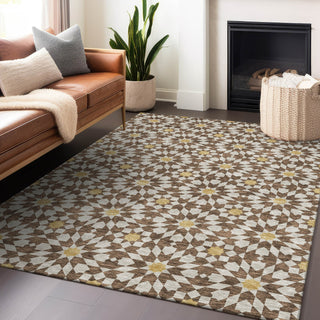 Piper Looms Mayfield Spiral AMF734 Chocolate Machine Washable Area Rug Lifestyle Image Feature