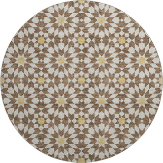 Piper Looms Mayfield Spiral AMF734 Chocolate Machine Washable Area Rug Round Main Image