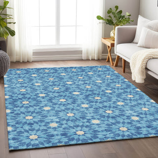 Piper Looms Mayfield Spiral AMF734 Denim Machine Washable Area Rug Lifestyle Image Feature