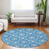 Piper Looms Mayfield Spiral AMF734 Denim Machine Washable Area Rug Round Lifestyle Image Feature