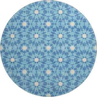Piper Looms Mayfield Spiral AMF734 Denim Machine Washable Area Rug Round Main Image