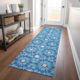 Piper Looms Mayfield Spiral AMF734 Denim Machine Washable Area Rug Runner Lifestyle Image Feature