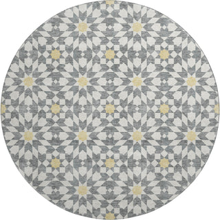Piper Looms Mayfield Spiral AMF734 Gray Machine Washable Area Rug Round Main Image
