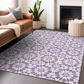 Piper Looms Mayfield Spiral AMF734 Lavender Machine Washable Area Rug Lifestyle Image Feature