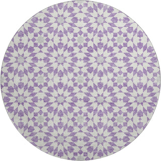 Piper Looms Mayfield Spiral AMF734 Lavender Machine Washable Area Rug Round Main Image