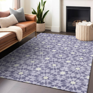 Piper Looms Mayfield Spiral AMF734 Lilac Machine Washable Area Rug Lifestyle Image Feature