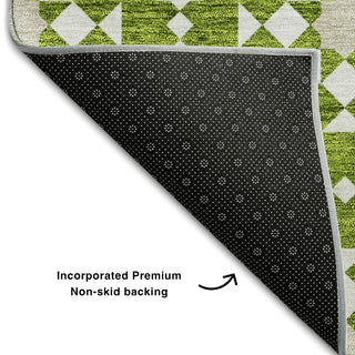 Piper Looms Mayfield Spiral AMF734 Lime Machine Washable Area Rug Backing Image