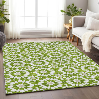 Piper Looms Mayfield Spiral AMF734 Lime Machine Washable Area Rug Lifestyle Image Feature