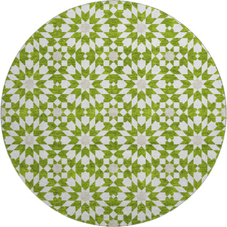 Piper Looms Mayfield Spiral AMF734 Lime Machine Washable Area Rug Round Main Image