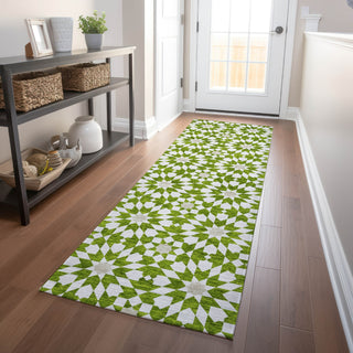 Piper Looms Mayfield Spiral AMF734 Lime Machine Washable Area Rug Runner Lifestyle Image Feature