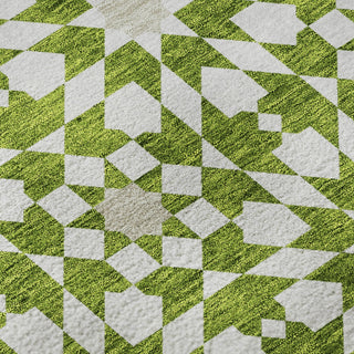 Piper Looms Mayfield Spiral AMF734 Lime Machine Washable Area Rug Swatch Image