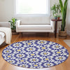 Piper Looms Mayfield Spiral AMF734 Navy Machine Washable Area Rug Round Lifestyle Image Feature