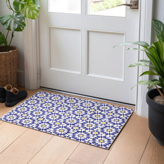 Piper Looms Mayfield Spiral AMF734 Navy Machine Washable Area Rug Scatter Lifestyle Image Feature