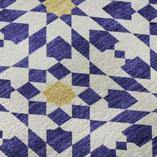 Piper Looms Mayfield Spiral AMF734 Navy Machine Washable Area Rug Swatch Image
