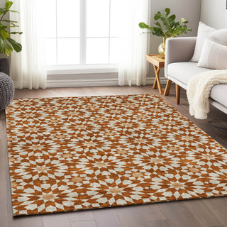 Piper Looms Mayfield Spiral AMF734 Paprika Machine Washable Area Rug Lifestyle Image Feature
