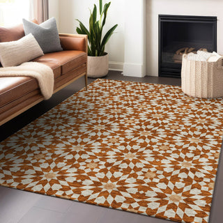 Piper Looms Mayfield Spiral AMF734 Paprika Machine Washable Area Rug Lifestyle Image Feature