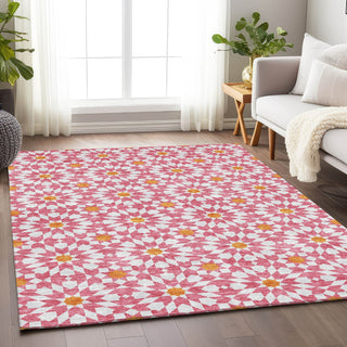 Piper Looms Mayfield Spiral AMF734 Pink Machine Washable Area Rug Lifestyle Image Feature