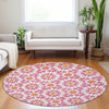 Piper Looms Mayfield Spiral AMF734 Pink Machine Washable Area Rug Round Lifestyle Image Feature