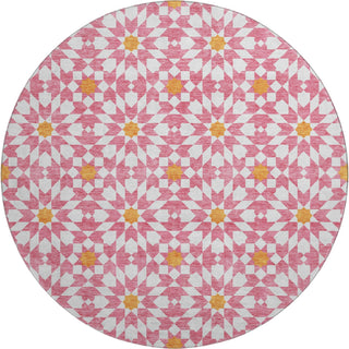 Piper Looms Mayfield Spiral AMF734 Pink Machine Washable Area Rug Round Main Image