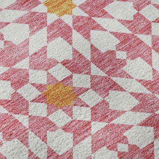 Piper Looms Mayfield Spiral AMF734 Pink Machine Washable Area Rug Swatch Image