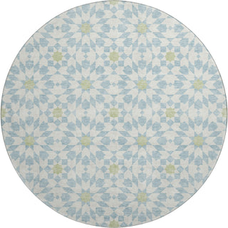 Piper Looms Mayfield Spiral AMF734 Sky Machine Washable Area Rug Round Main Image