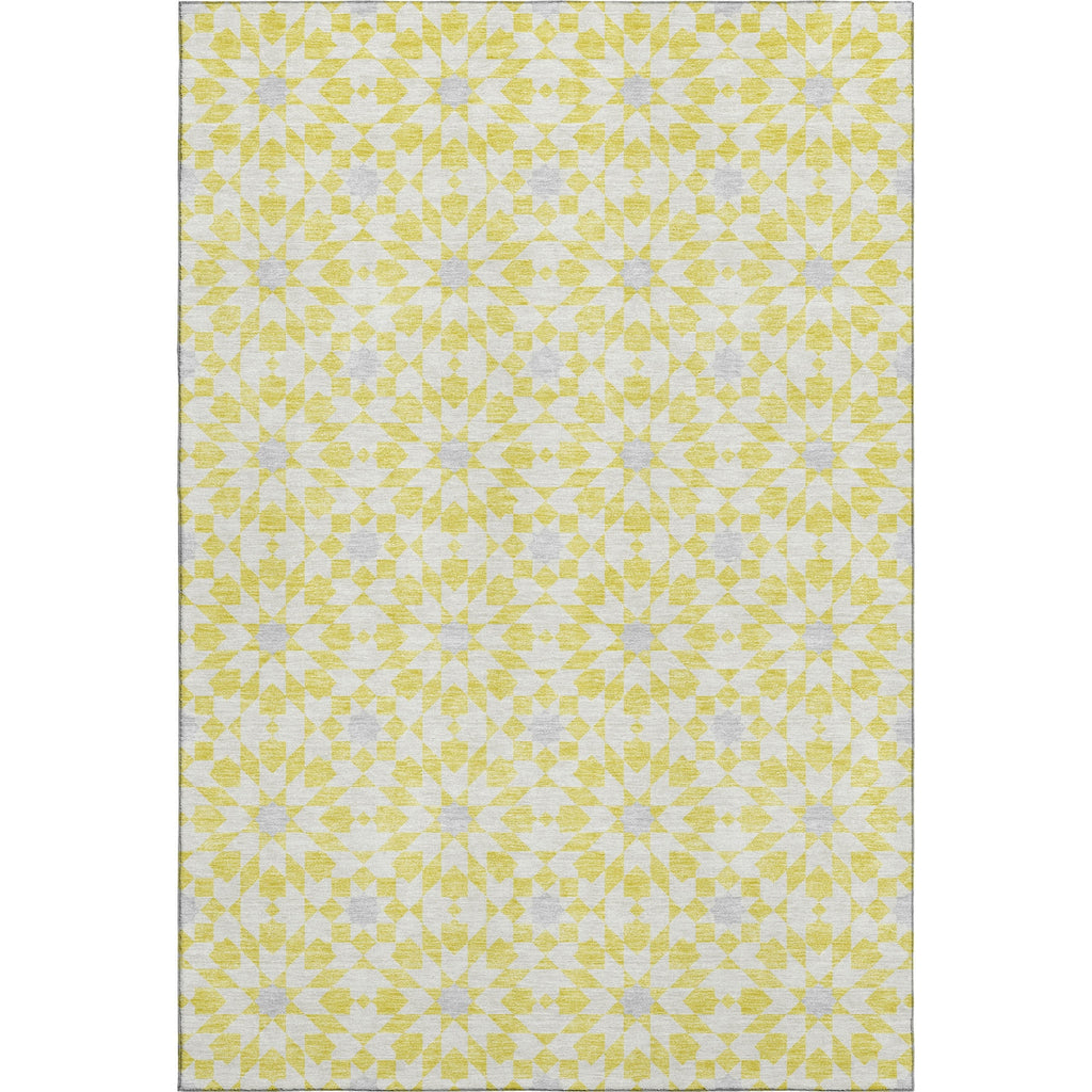 Piper Looms Mayfield Spiral AMF734 Yellow Machine Washable Area Rug main image