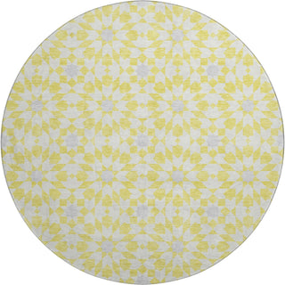 Piper Looms Mayfield Spiral AMF734 Yellow Machine Washable Area Rug Round Main Image
