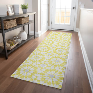 Piper Looms Mayfield Spiral AMF734 Yellow Machine Washable Area Rug Runner Lifestyle Image Feature