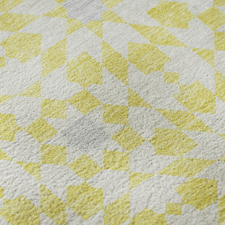 Piper Looms Mayfield Spiral AMF734 Yellow Machine Washable Area Rug Swatch Image