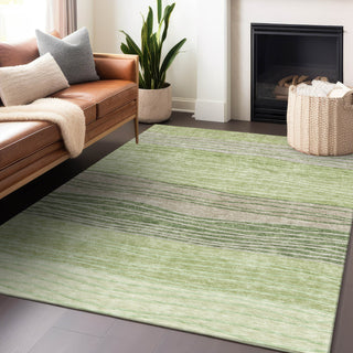 Piper Looms Mayfield Stripes AMF735 Aloe Machine Washable Area Rug Lifestyle Image Feature