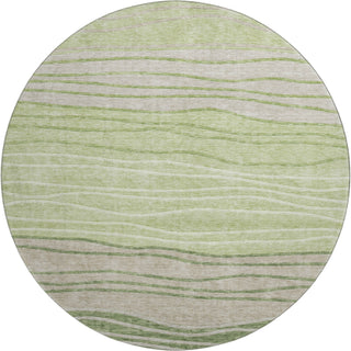 Piper Looms Mayfield Stripes AMF735 Aloe Machine Washable Area Rug Round Main Image