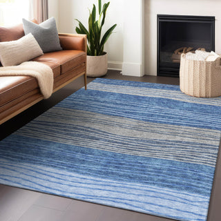 Piper Looms Mayfield Stripes AMF735 Blue Machine Washable Area Rug Lifestyle Image Feature