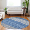 Piper Looms Mayfield Stripes AMF735 Blue Machine Washable Area Rug Round Lifestyle Image Feature