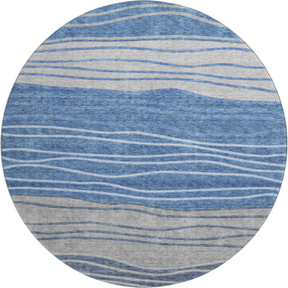 Piper Looms Mayfield Stripes AMF735 Blue Machine Washable Area Rug Round Main Image