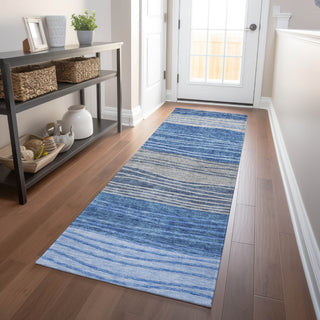 Piper Looms Mayfield Stripes AMF735 Blue Machine Washable Area Rug Runner Lifestyle Image Feature