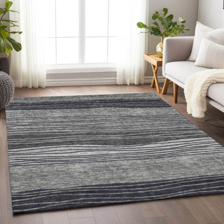 Piper Looms Mayfield Stripes AMF735 Gray Machine Washable Area Rug Lifestyle Image Feature