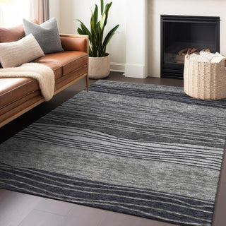 Piper Looms Mayfield Stripes AMF735 Gray Machine Washable Area Rug Lifestyle Image Feature