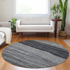 Piper Looms Mayfield Stripes AMF735 Gray Machine Washable Area Rug Round Lifestyle Image Feature