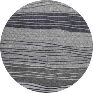 Piper Looms Mayfield Stripes AMF735 Gray Machine Washable Area Rug Round Main Image