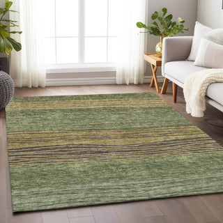 Piper Looms Mayfield Stripes AMF735 Olive Machine Washable Area Rug Lifestyle Image Feature