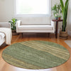 Piper Looms Mayfield Stripes AMF735 Olive Machine Washable Area Rug Round Lifestyle Image Feature