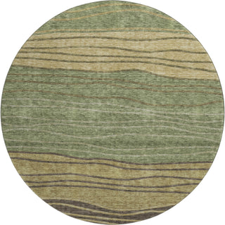 Piper Looms Mayfield Stripes AMF735 Olive Machine Washable Area Rug Round Main Image