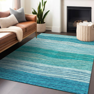 Piper Looms Mayfield Stripes AMF735 Sky Machine Washable Area Rug Lifestyle Image Feature