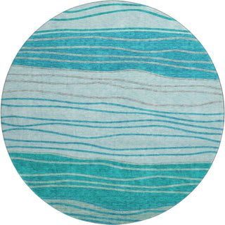 Piper Looms Mayfield Stripes AMF735 Sky Machine Washable Area Rug Round Main Image