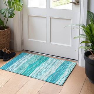 Piper Looms Mayfield Stripes AMF735 Sky Machine Washable Area Rug Scatter Lifestyle Image Feature